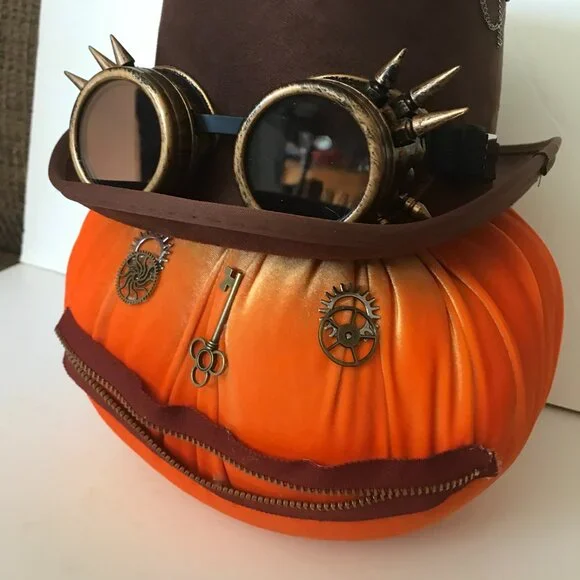 Orange Steampunk Velvet Pumpkin 🎃 - Picture 8 of 12